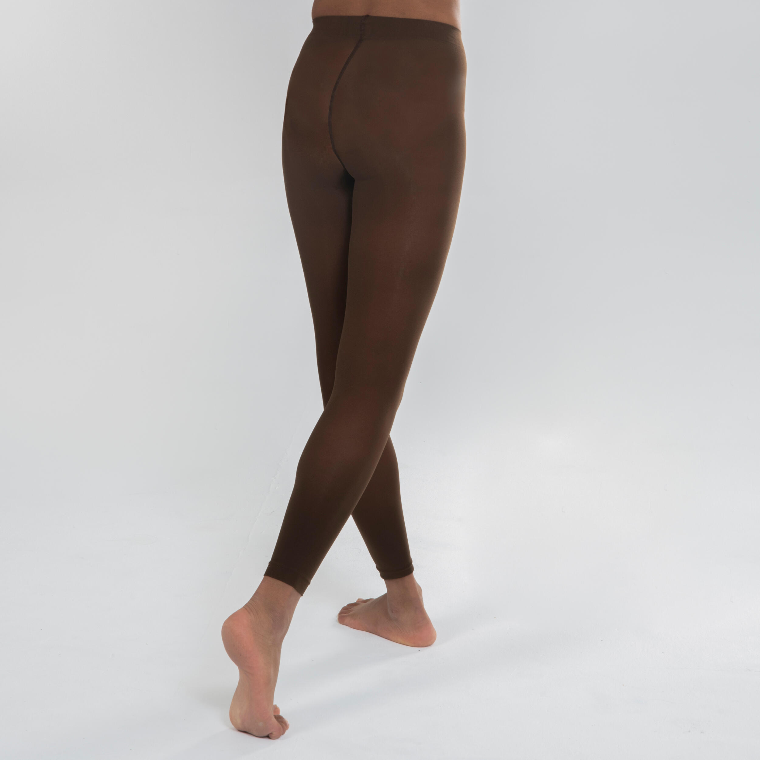Collant danza classica bambina senza piede marrone scuro 3/5