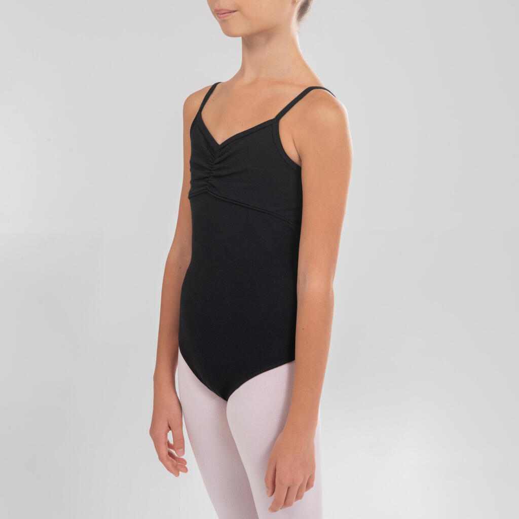 Meiteņu baleta triko ar lencītēm, melns