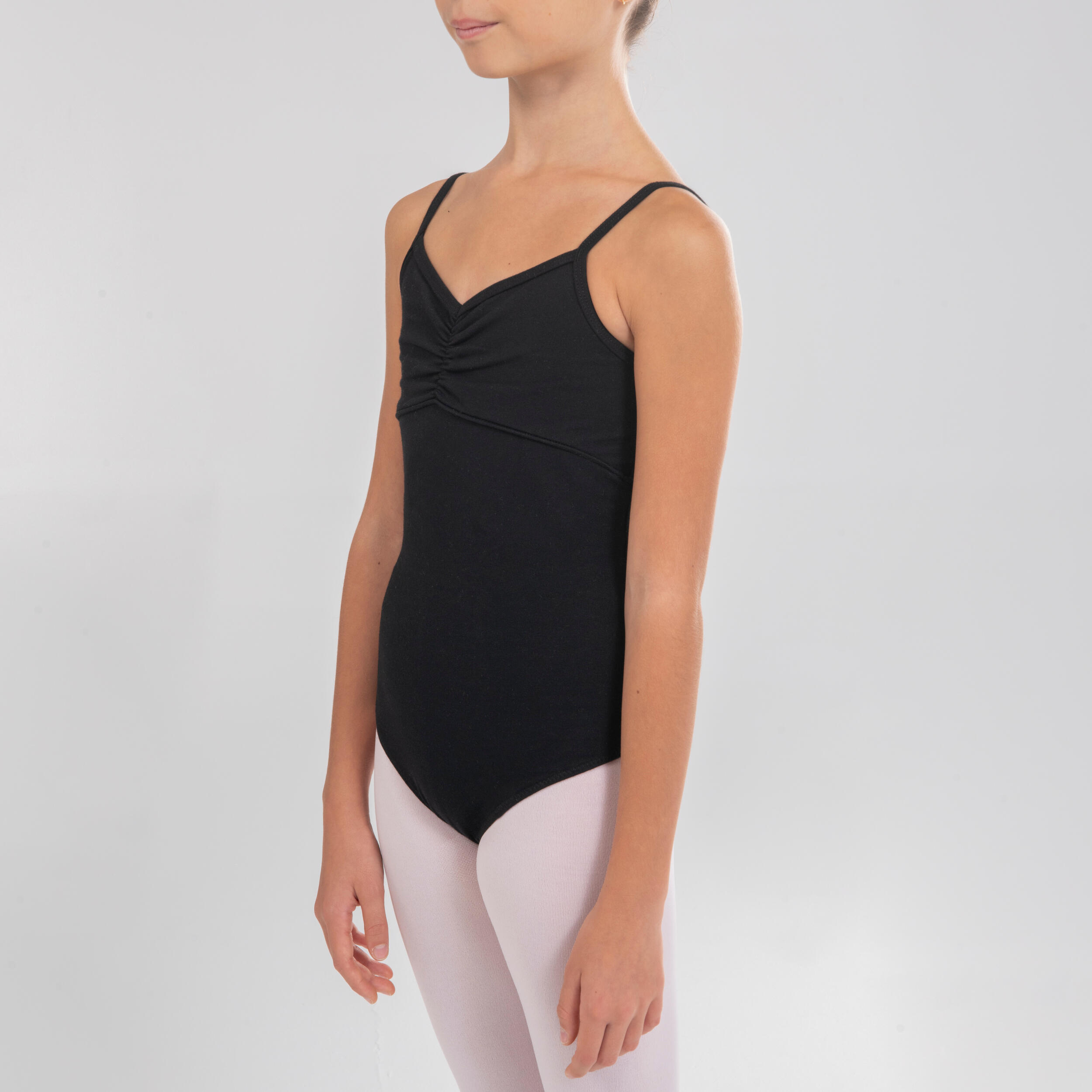 Girls' Ballet Camisole Leotard - Black 3/8