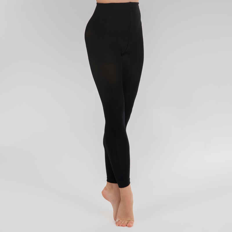 Girls' Footless Ballet Tights Black Decathlon