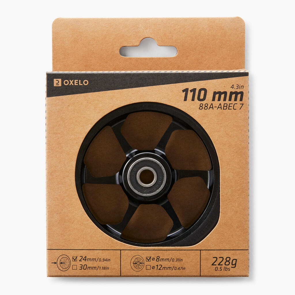 110 mm Aluminium & PU Wheel - Smoky Grey