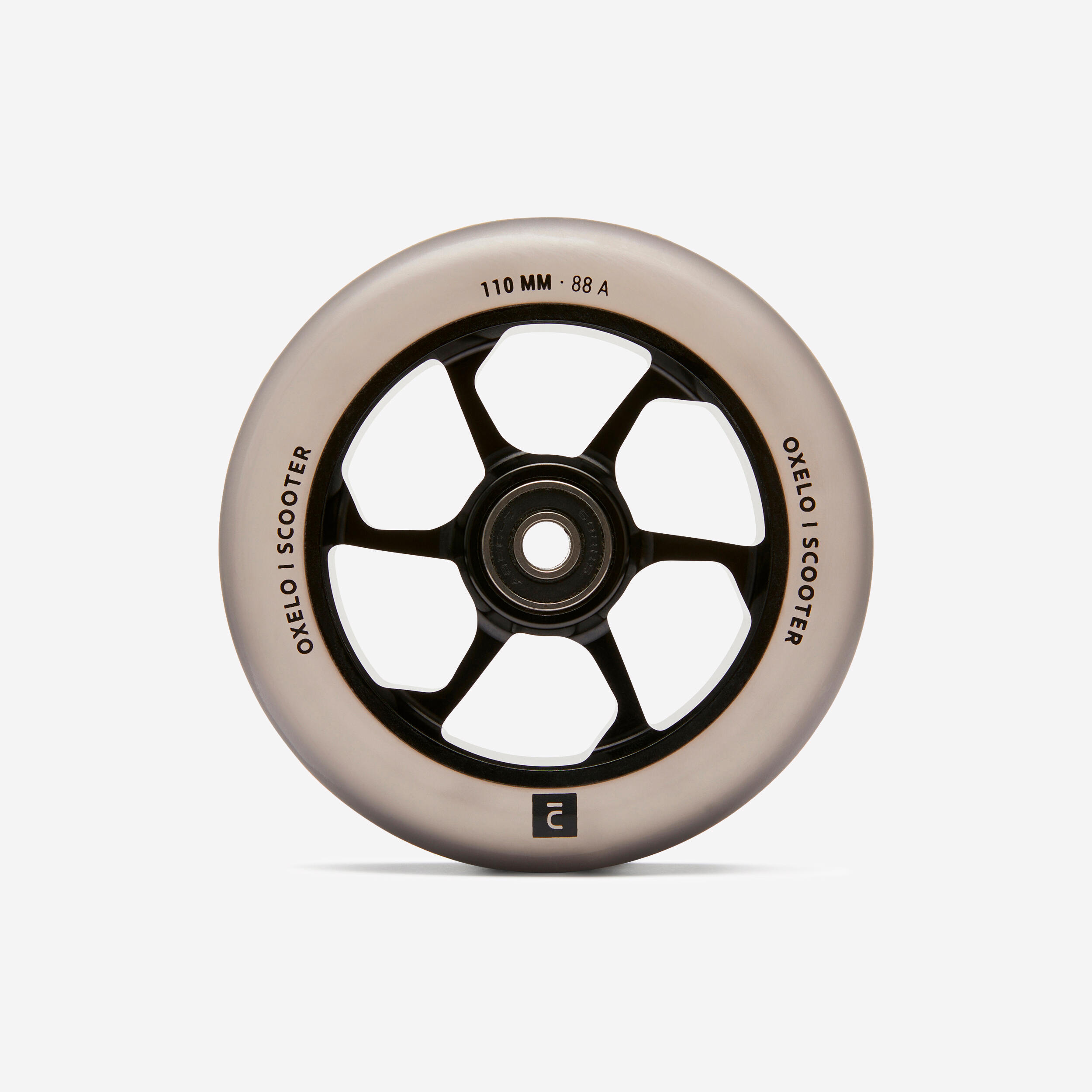 OXELO 110 mm Aluminium & PU Wheel - Smoky Grey