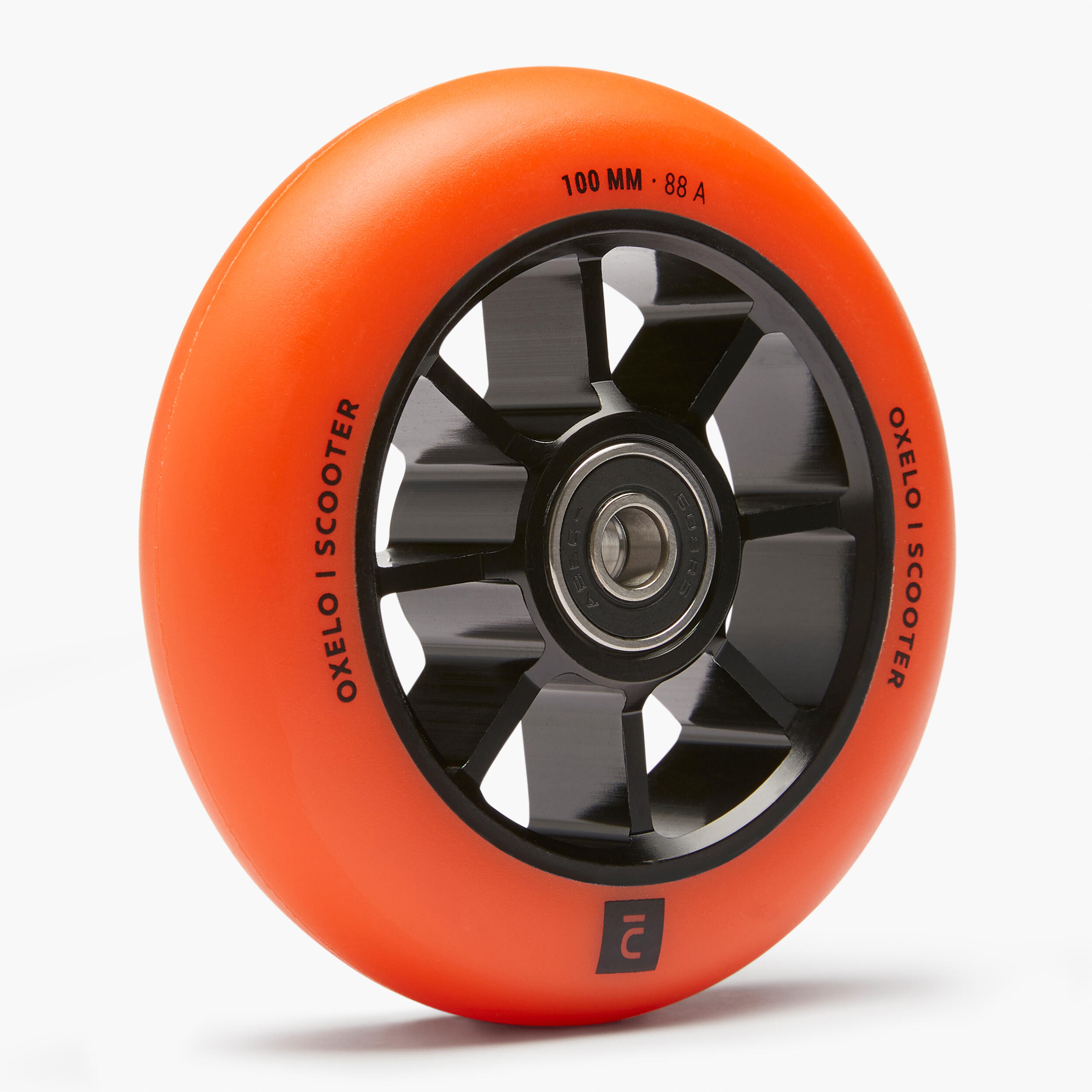 100 mm Freestyle Wheel with Black Alu Rim & Fluo Orange PU85A Rubber 2/3