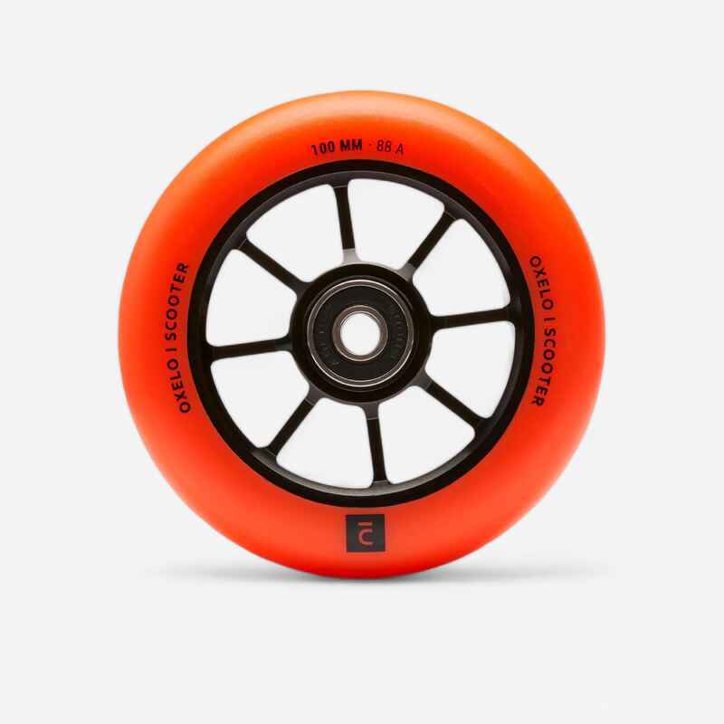 Scooter-Rolle 100 mm mit schwarzem Aluminiumkern und aus PU 85A orange