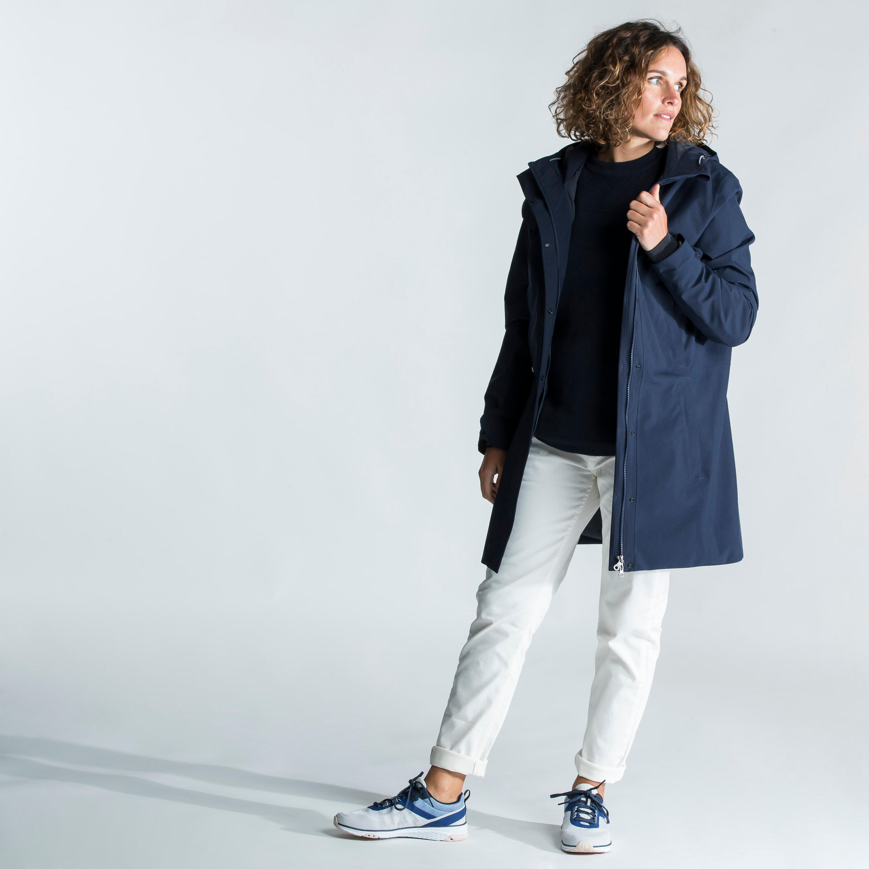 Pantalon navigație SAILING 100 Alb Damă