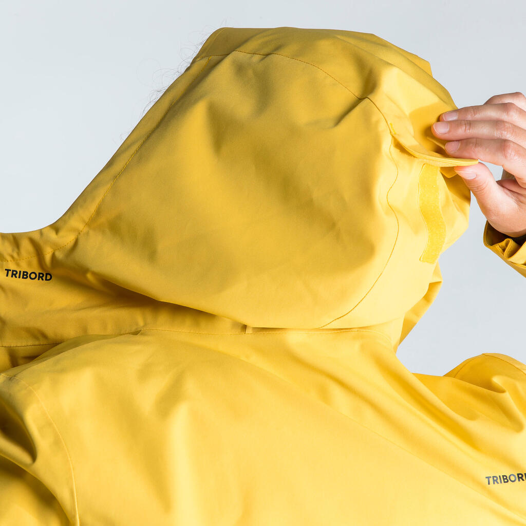 Women's Waterproof Long Sailing Jacket -Oilskin 300 - Yellow