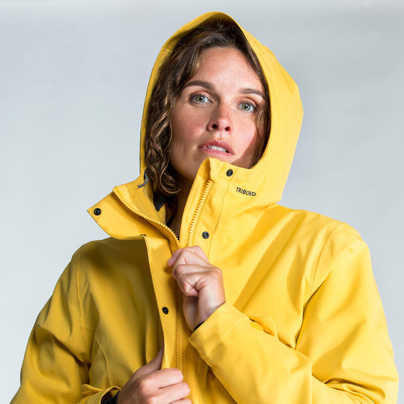 Segeljacke Damen Wachsjacke wasserdicht Sailing 300 gelb