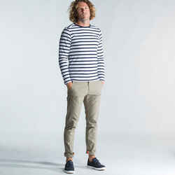 Men's Long-sleeved Sailor T-Shirt Sailing 100 - White Blue