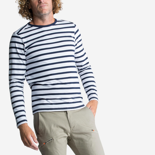 Marinière homme manches longues Sailing 100 Blanc bleu