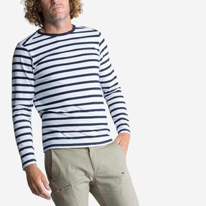 Camiseta vela manga larga marinera Hombre Tribord Saling 100 rayas blanca