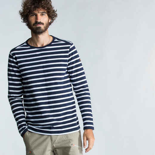 
      Men's Long-sleeved Sailor T-Shirt Sailing 100 - Blue White
  