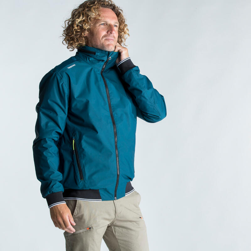 Blouson coupe vent imperméable de voile Sailing 100 Homme Pétrole