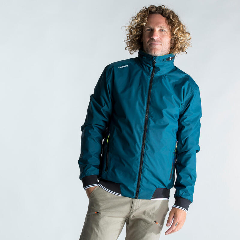 Blouson coupe vent imperméable de voile Sailing 100 Homme Pétrole