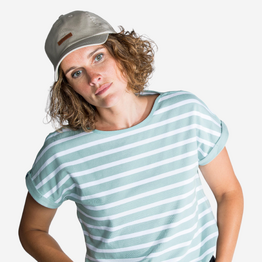 T-Shirt Manches courtes - marinière de voile Sailing 100 Femme Blanc Kaki