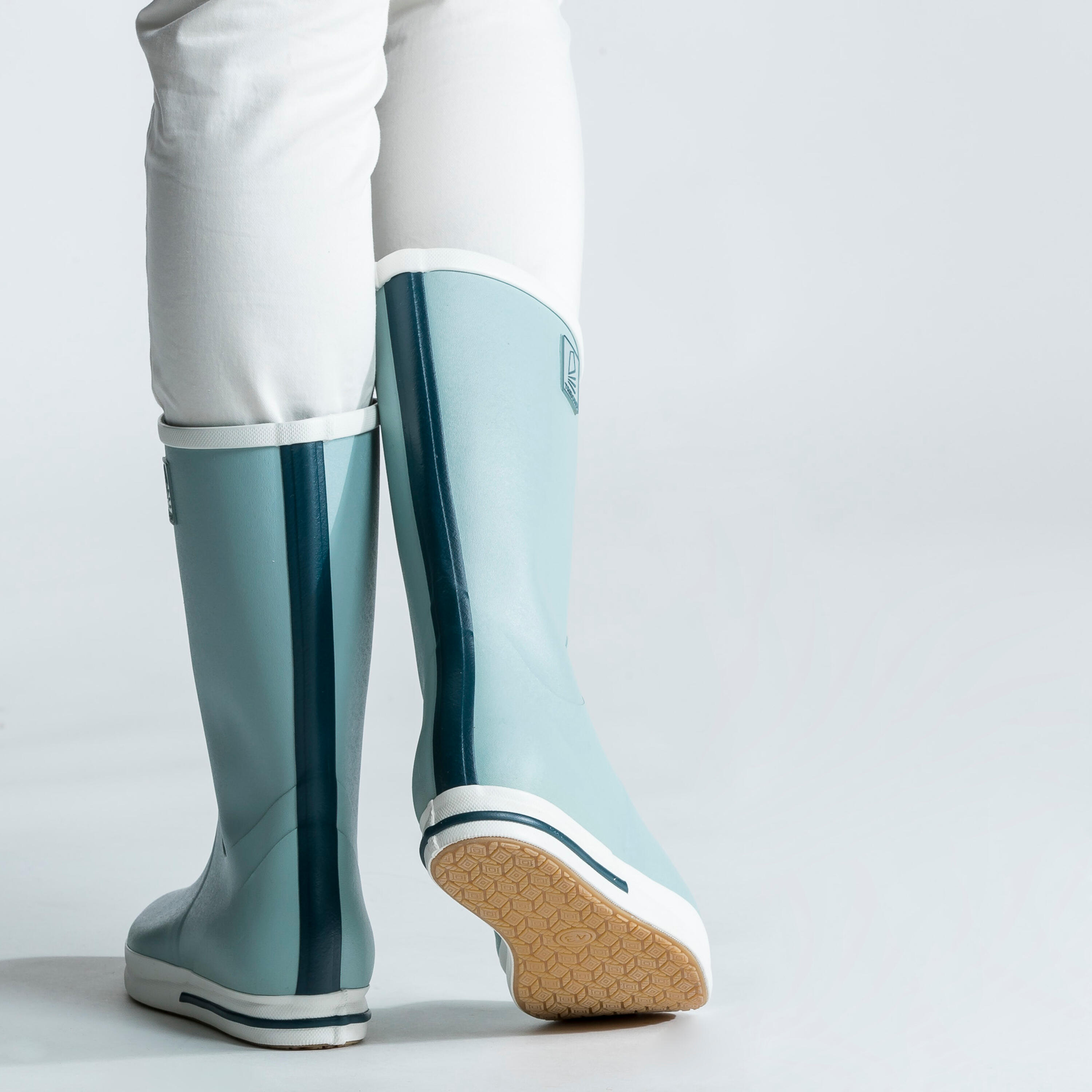 Sailing boots, rubber rain boots - 500 Adults' Light Khaki 4/6