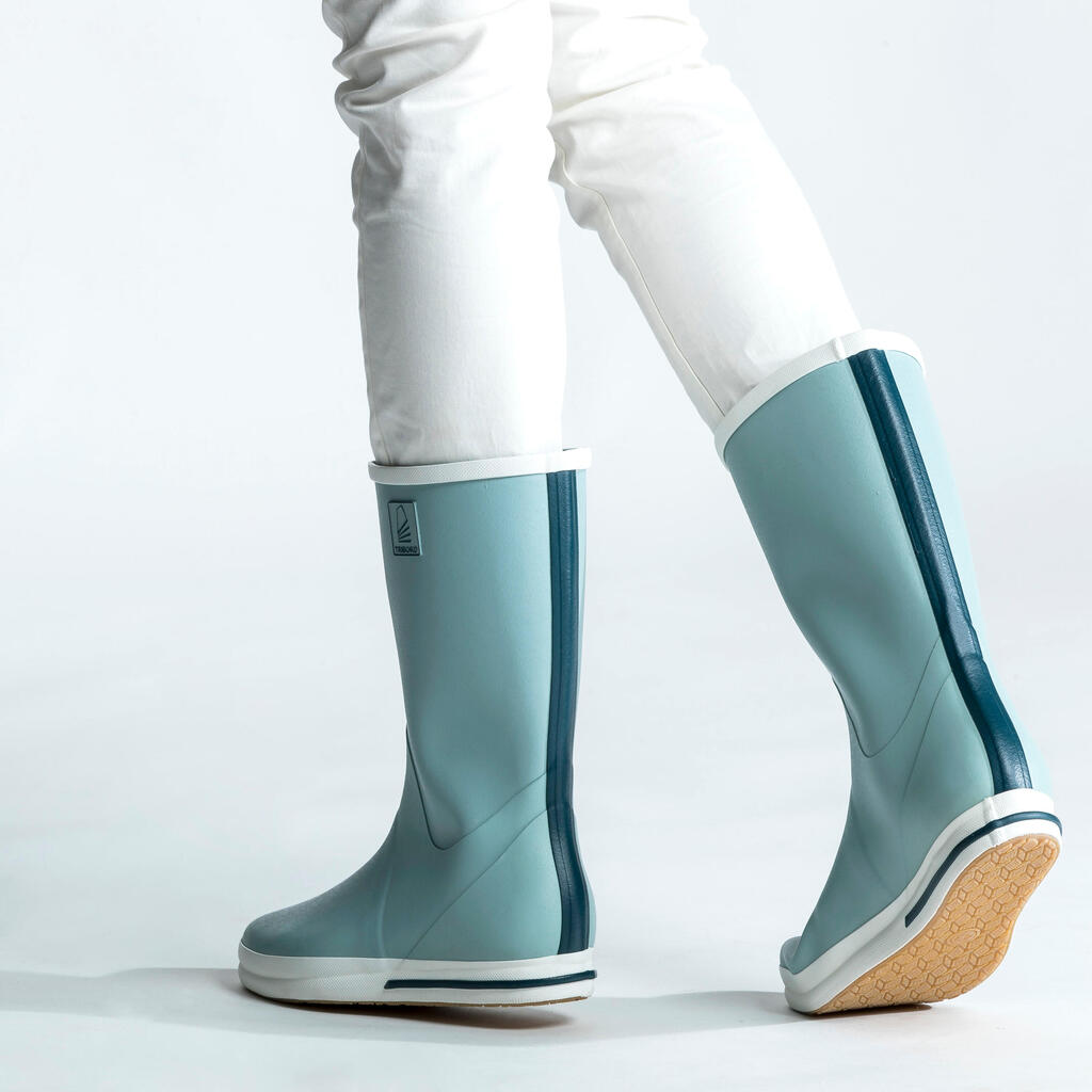 Adult Sailing Boots, Rubber Rain Boots - 500 - Light Khaki - Second Choice