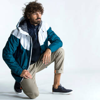 Men Waterproof Jacket 100 Petrol White