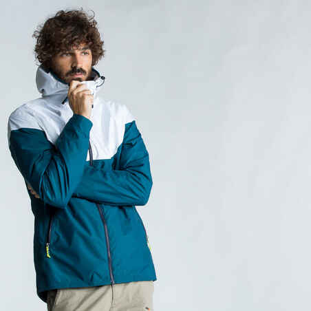 Chaqueta impermeable lluvia vela Hombre Sailing 100 azul blanco