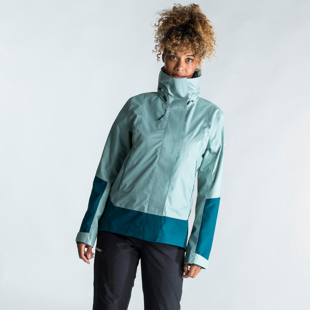 Women's windproof waterproof jacket - wet-weather jacket SAILING 300 beige navy