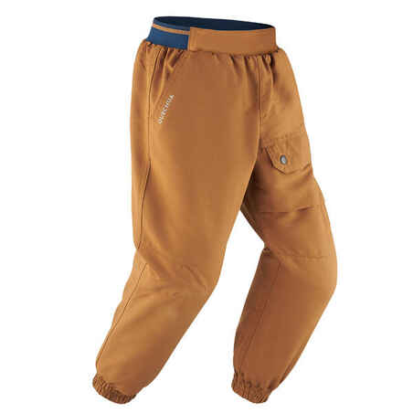 Rjave tople vodoodbojne pohodniške hlače SH100 za otroke