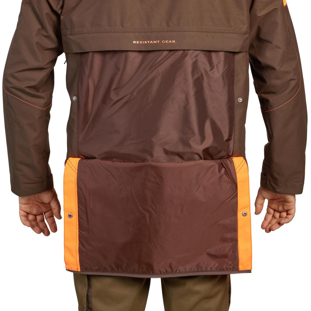 Poľovnícka nepremokavá bunda Renfort 520 zosilnená reflexná/gaštanovohnedá