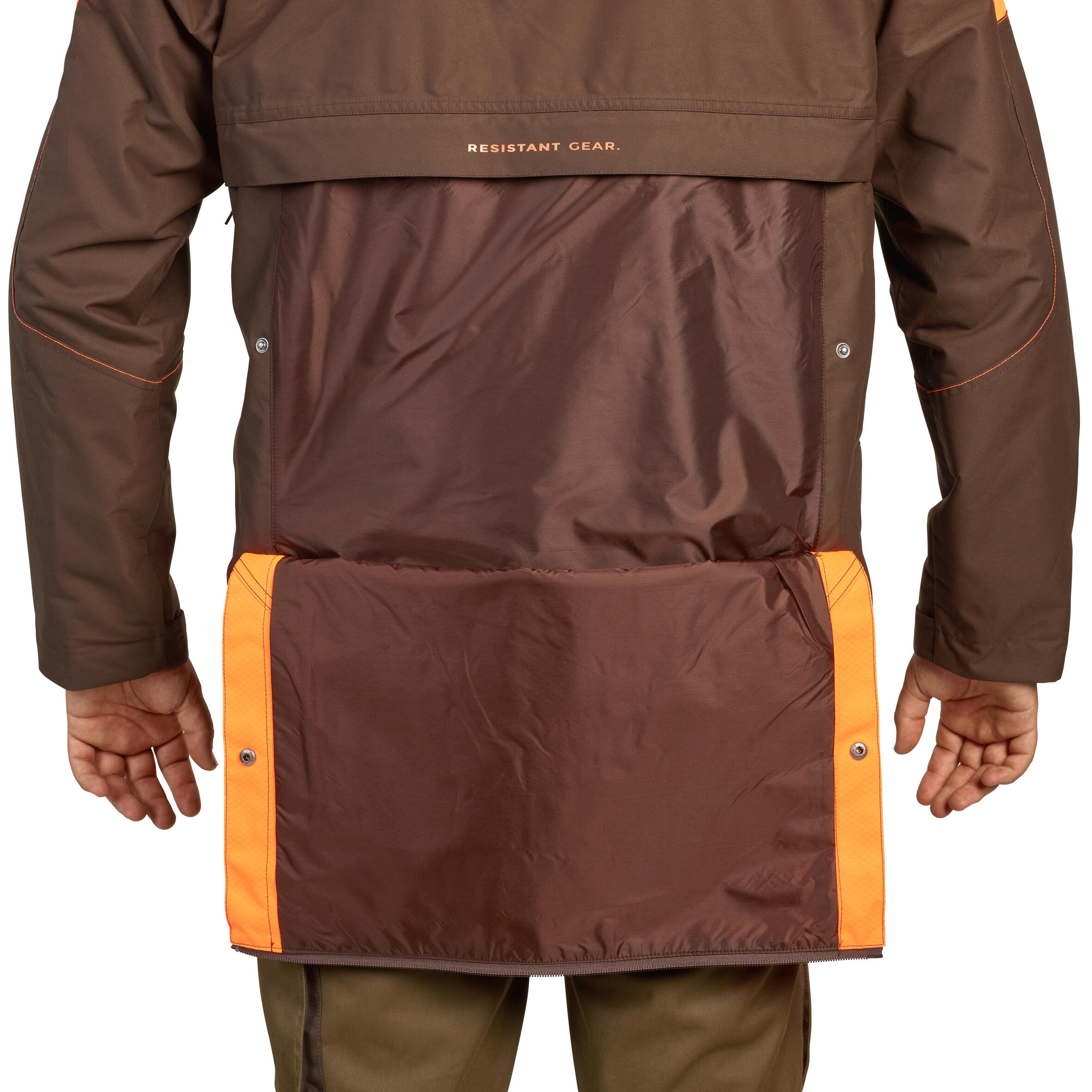 Veste Chasse Imperméable Renfort fluo/marron 520 14/19