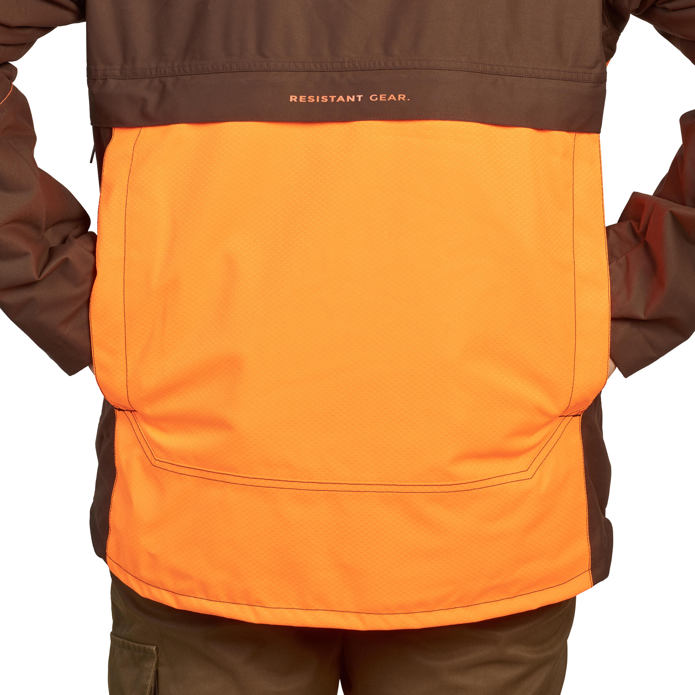 Veste Chasse Imperméable Renfort fluo/marron 520 13/19