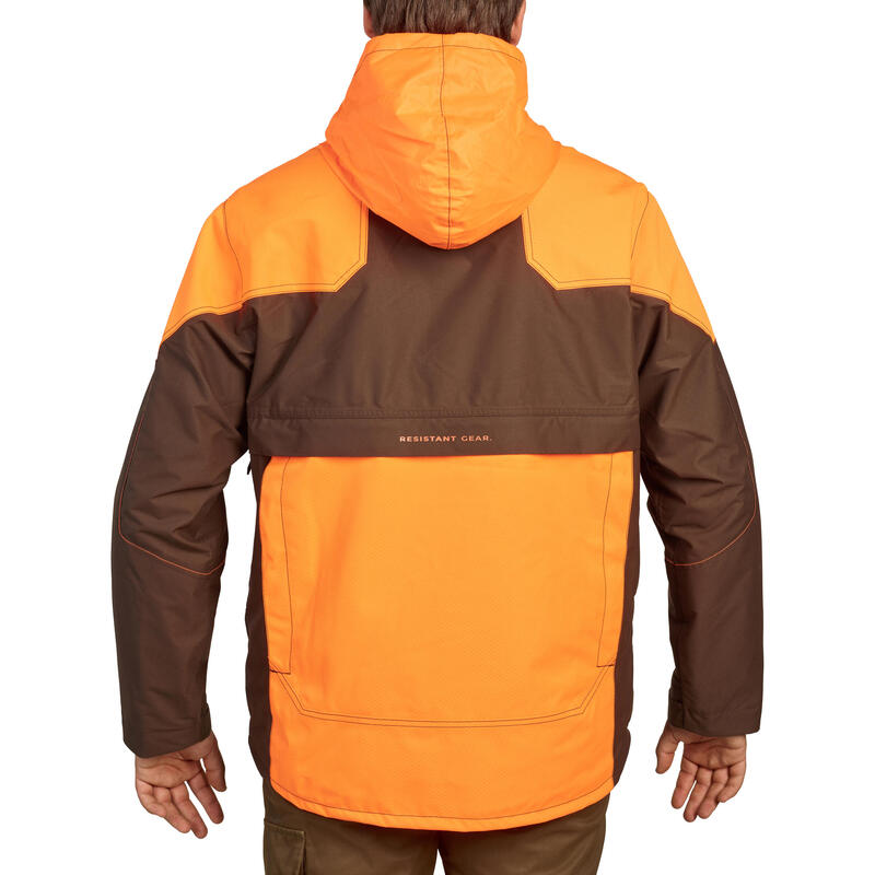 Veste Chasse Imperméable Renfort fluo/marron 520