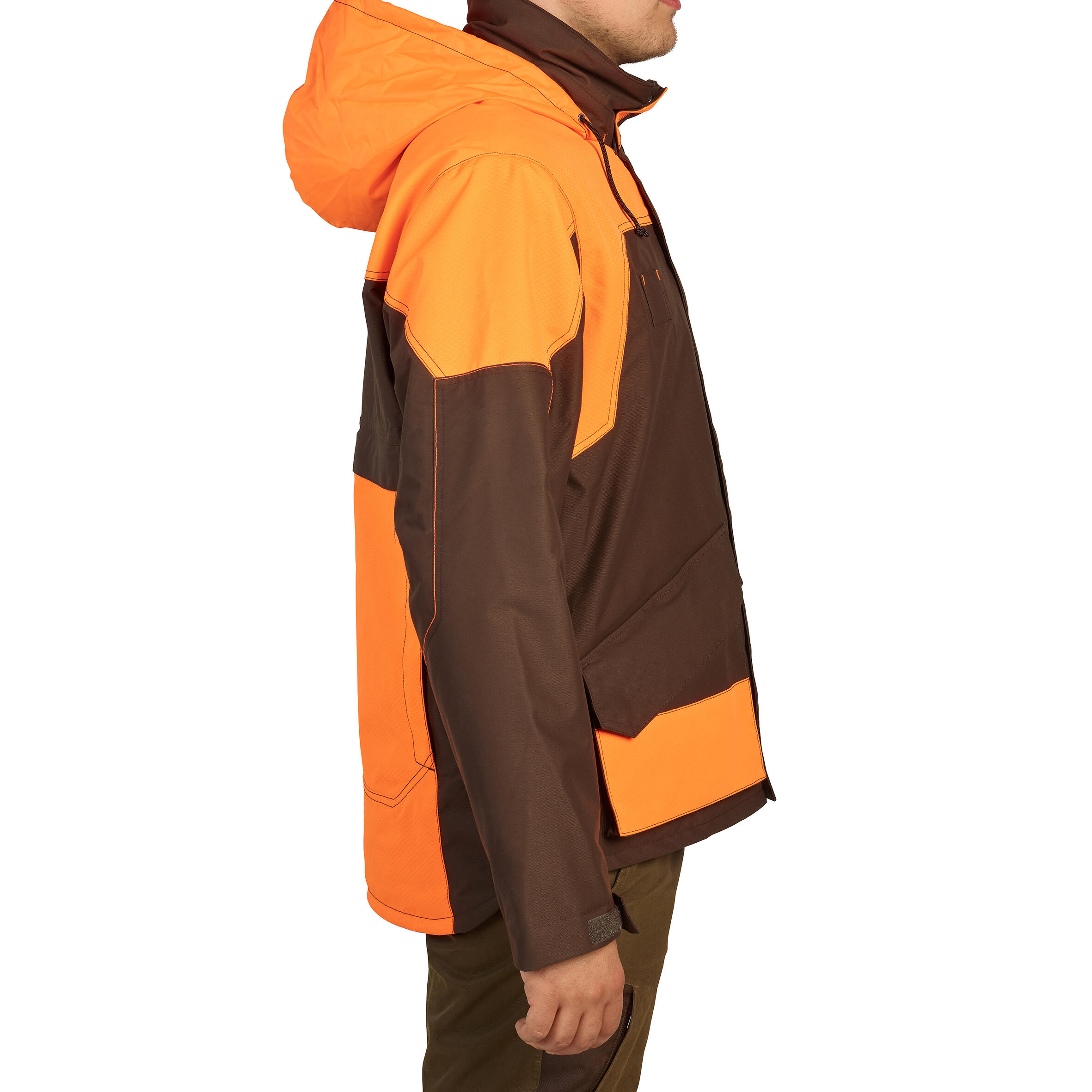 Veste Chasse Imperméable Renfort fluo/marron 520 5/19