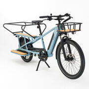 Bicicleta de carga cargobike eléctrica longtail carga trasera Elops R500 azul