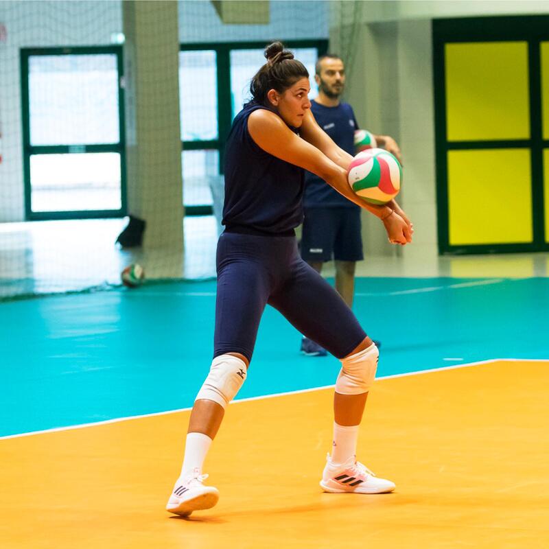 Leggings de algodón azul para jugadoras de voleibol