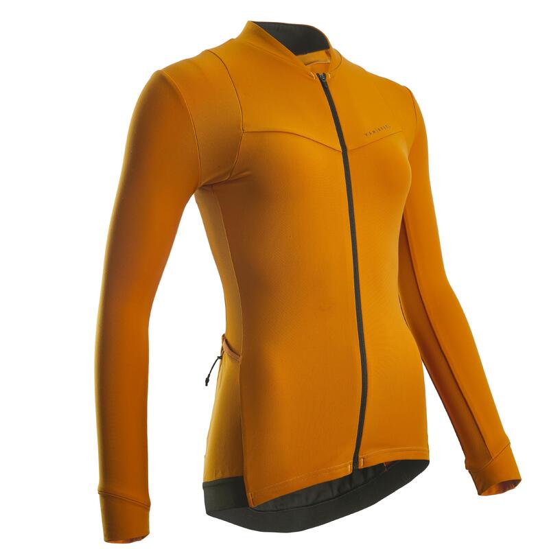 Women's Long-Sleeved Road Cycling Jersey - Camel