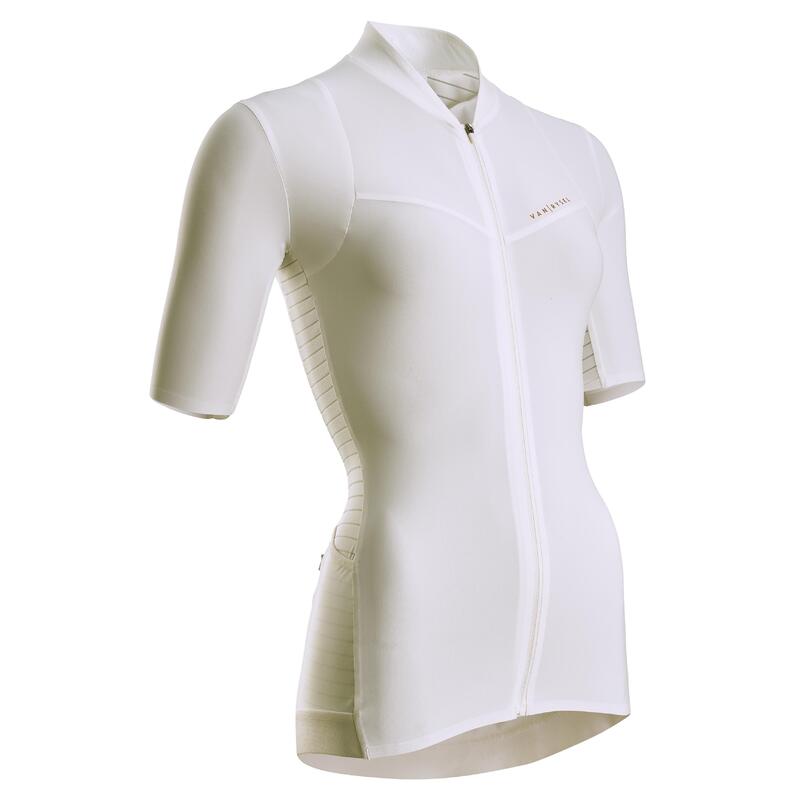 Maillot de vélo de route manches courtes été femme - Endurance blanc cassé