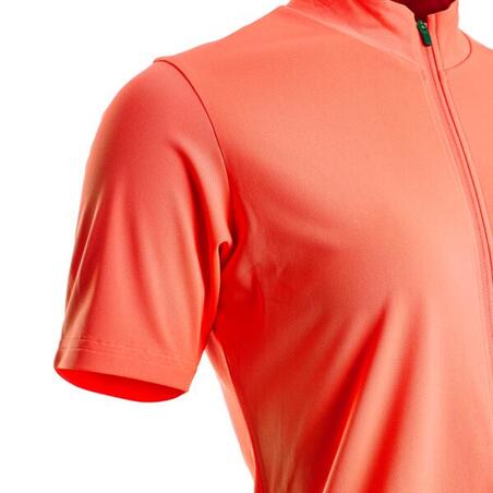 Koralna ženska majica kratkih rukava za biciklizam Jersey 100