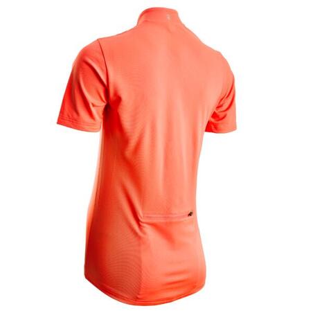 Koralna ženska majica kratkih rukava za biciklizam Jersey 100