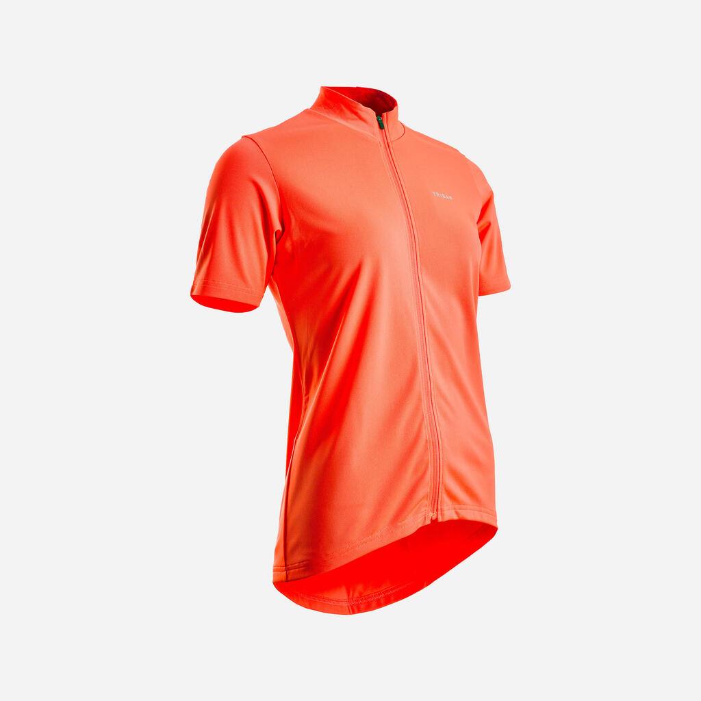 Maillot Manches courtes  vélo 100 femme corail