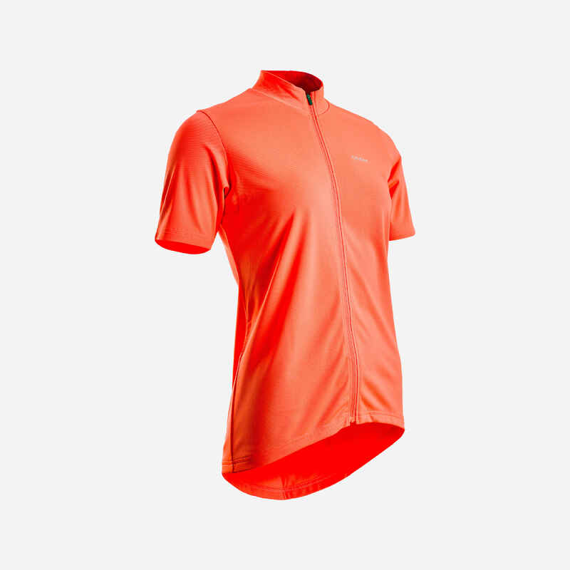 Women's Short-Sleeved Cycling Jersey 100 - Coral
