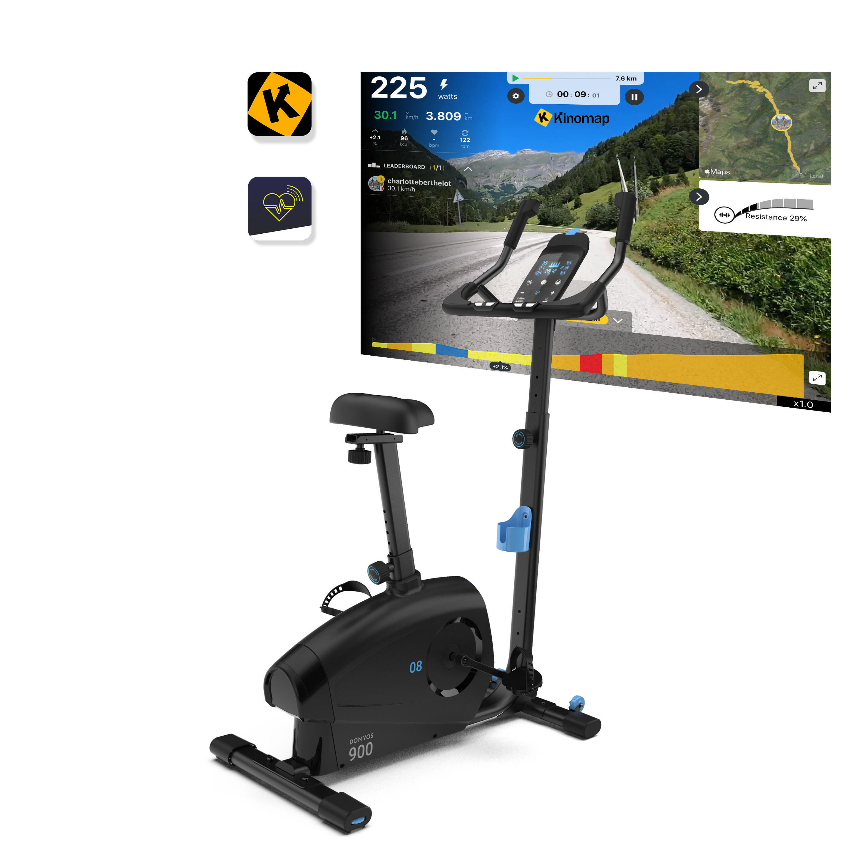 Self-Powered Exercise Bike 900 Connected to Coaching Apps 2/7