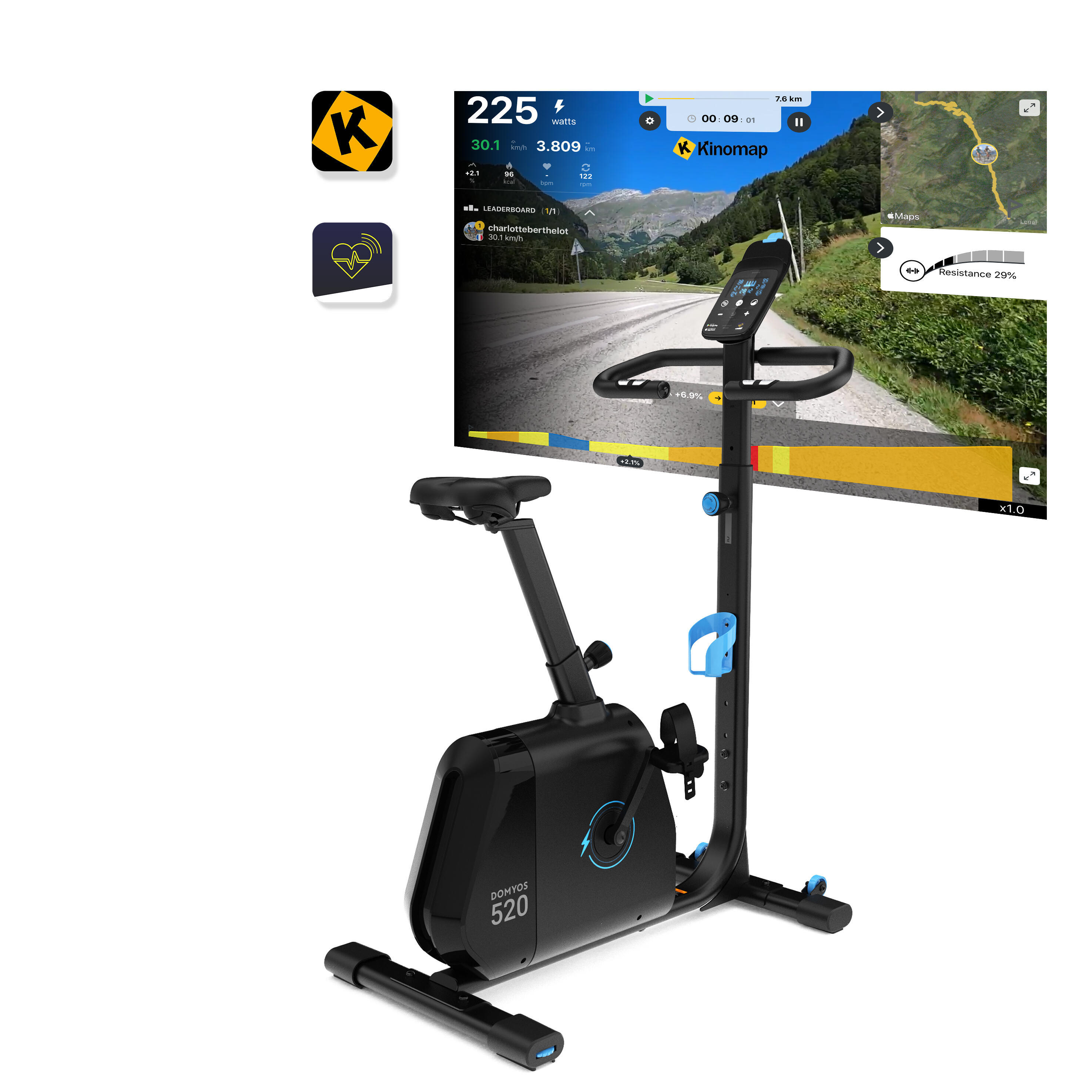 Self-Powered Exercise Bike 520 Connected to Coaching Apps 2/9