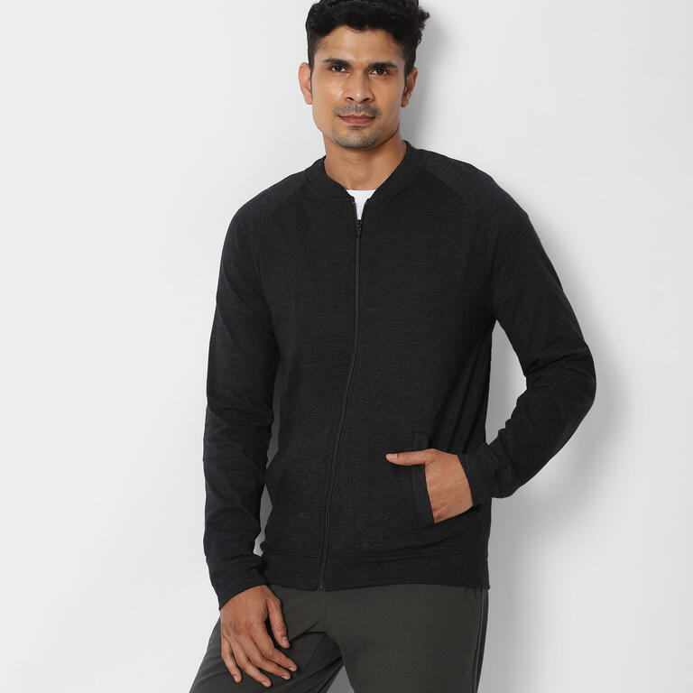 Men's Cotton Gym Jacket 100 - Grey