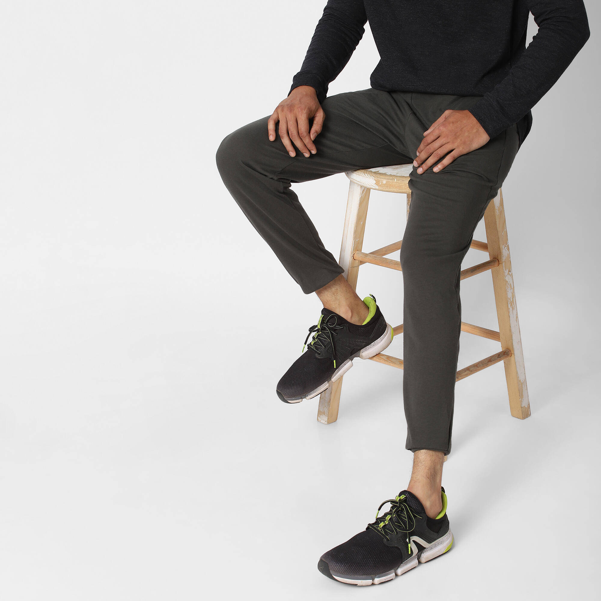 Men's Trackpant Jogger Regular Fit 100 For Gym-Khaki -  5