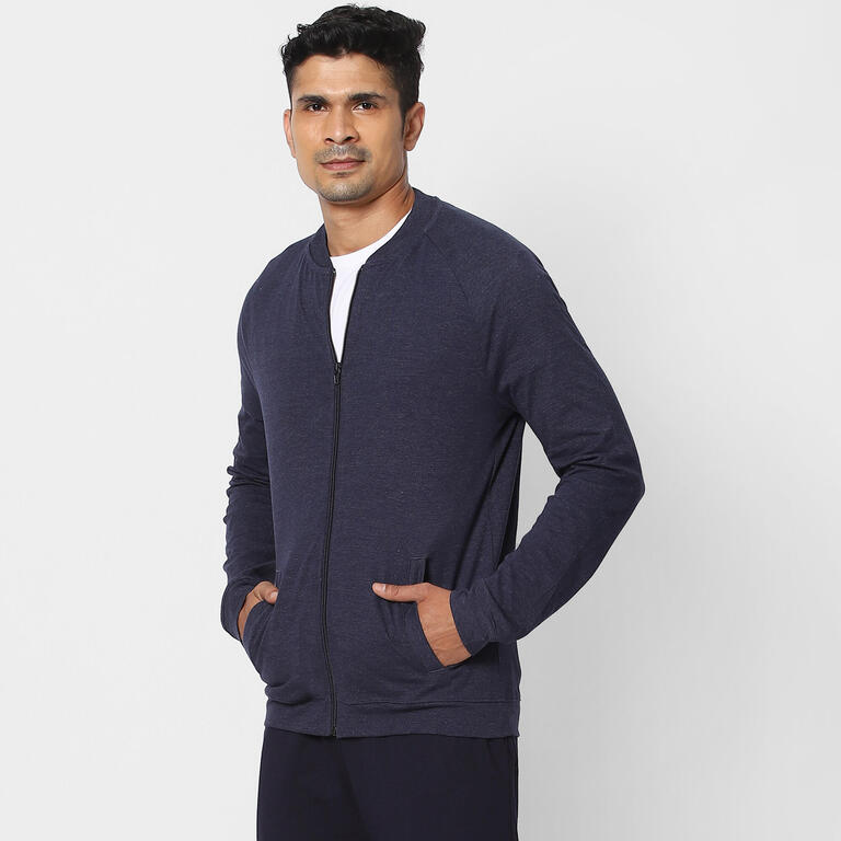 Men's Cotton Gym Jacket 100 Blue