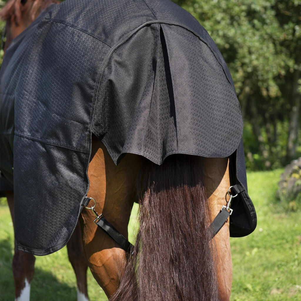 Jazdecká nepremokavá výbehová deka 1000D Allweather 50 pre kone čierna