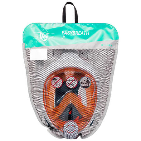 Narandžasta dečja maska za snorkeling EASYBREATH (6–10 godina / veličina XS)