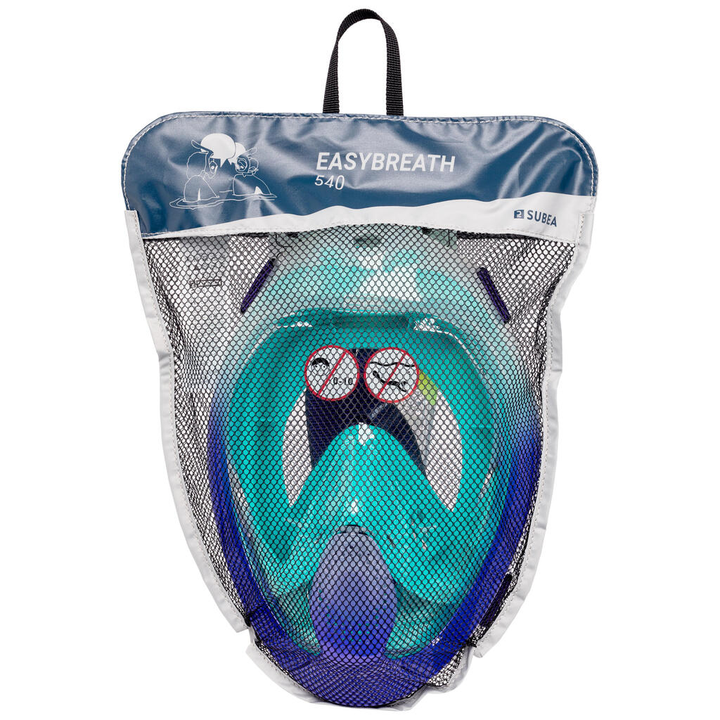 Maska za ronjenje Easybreath + sa akustičnim ventilom (> 10 godina) - ljubičasta