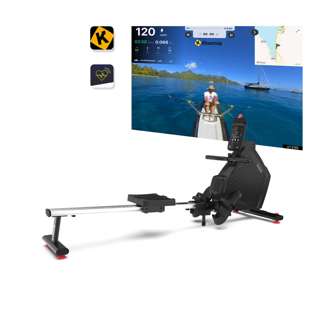 10 Best Rowing Machine for Home in India 5 DOMYOS Rowing Machine Self Powered 500B with immersive visual with KINOMAP app.