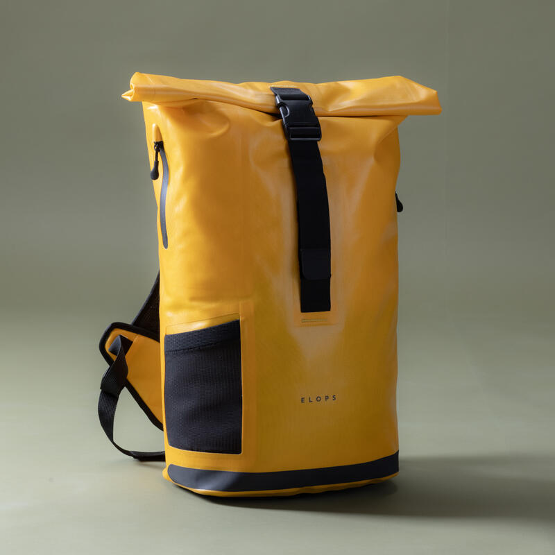 Mochila bicicleta 25L impermeable Elops Speed 520 amarillo oro