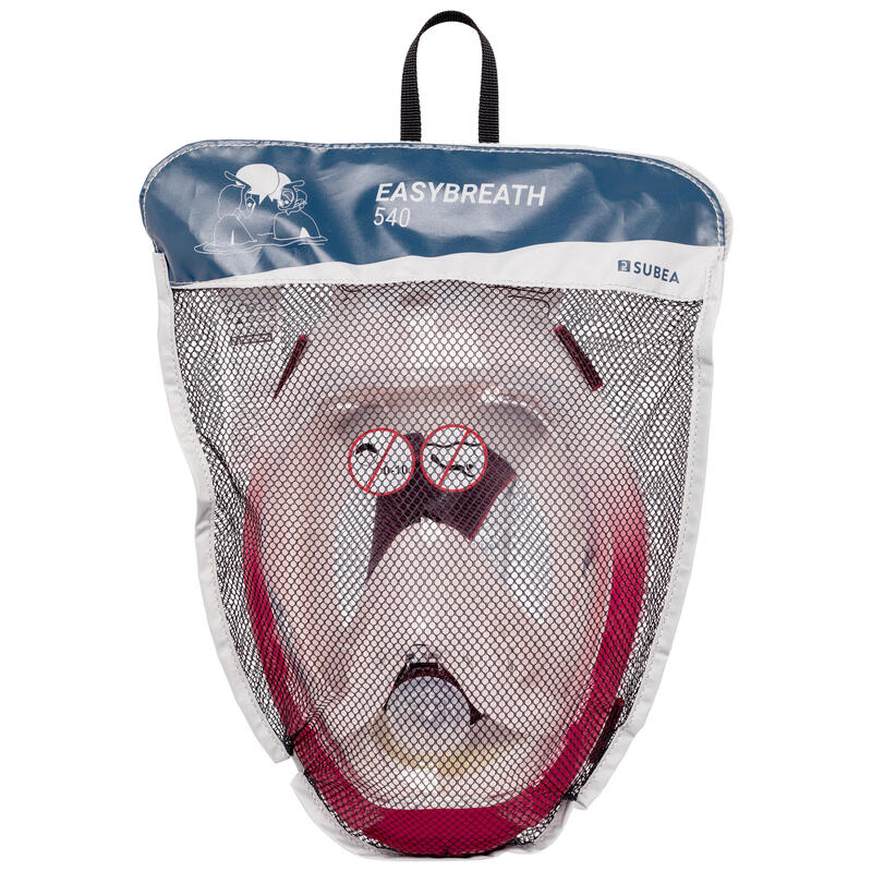 Maschera snorkeling superficie adulto EASYBREATH 540 FREETALK acustica rossa