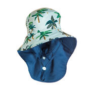 Baby Reversible UV-Protection Hat - Blue Palm Print