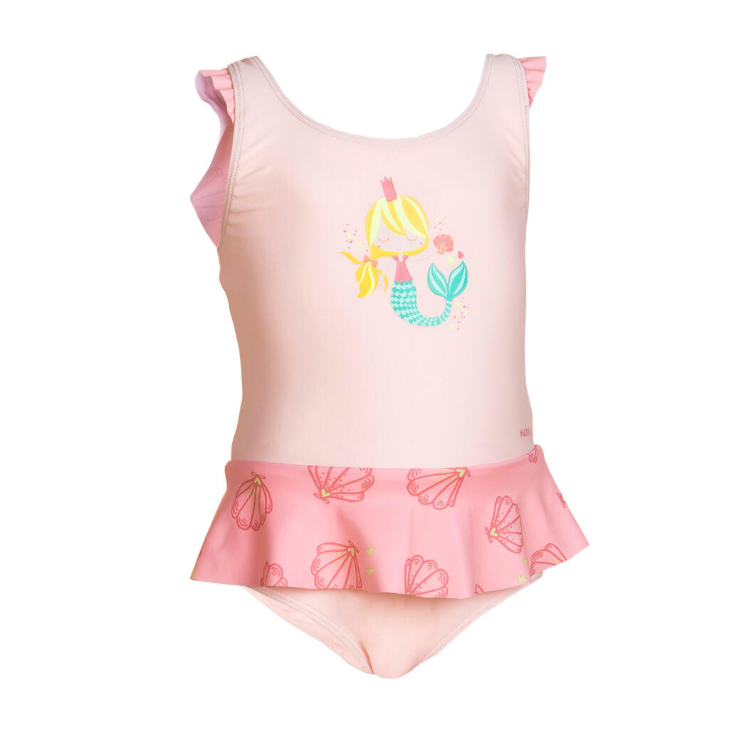 Maillot De Bain 1 Pièce Bébé Fille Jupette Rose Imprimé Sirène